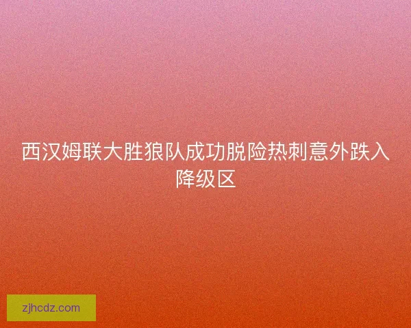 西汉姆联大胜狼队成功脱险热刺意外跌入降级区